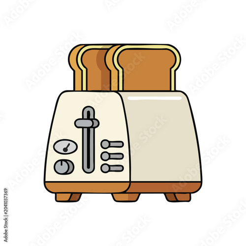 Stylized Two Slice Kitchen Toaster Illustration.