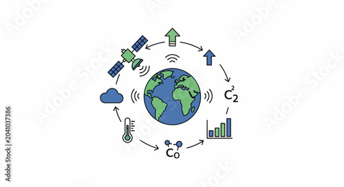 Photos Earth with satellites and data exchange.