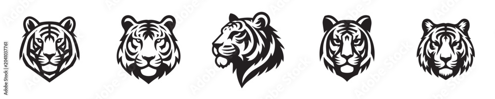Obraz premium tiger head vector with silhouette style