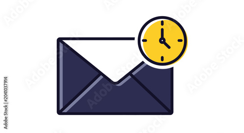 Obraz na plátně Email Envelope with Clock Icon.