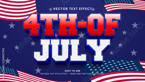4th of july editable text effect 3d vector