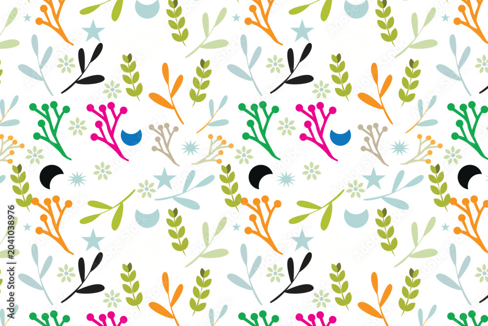 Fototapeta premium Multi color leafe and flower vector Parttern Design.