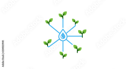 Green leafy sprouts with water drop.