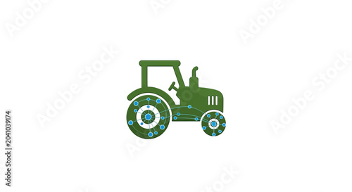 Green Tractor Farm Equipment Vehicle.