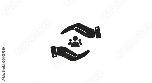 Hands Protecting a Dog Silhouette.