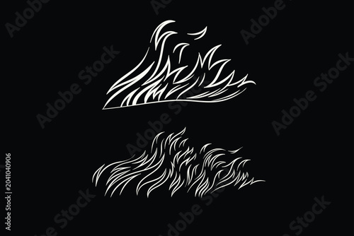 Outline Flame Set Hand Drawn Vector Image