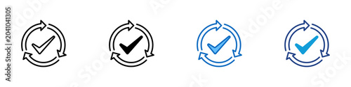 Tableau sur toile Process Approval Multiple Style Icon Design Vector - Circular arrows with check