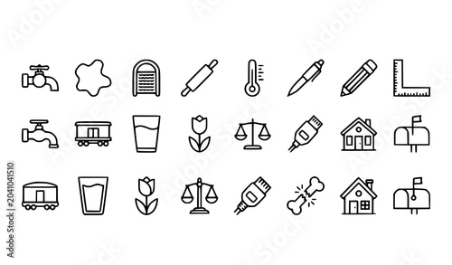 Canvastavla Thin Line Everyday Object Icons Set Editable Vector Collection