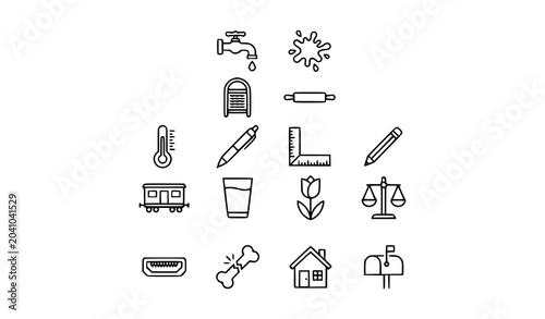 Foto Outline Object Icons Vertical Layout Editable Stroke Vector Set