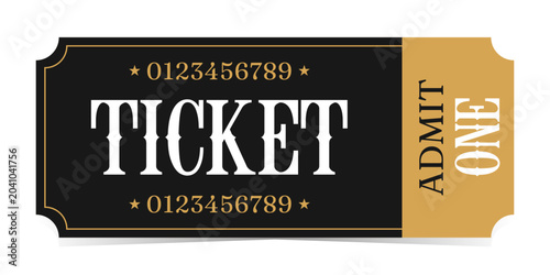 Foto Realistic ticket vector template admission with gold for anything event