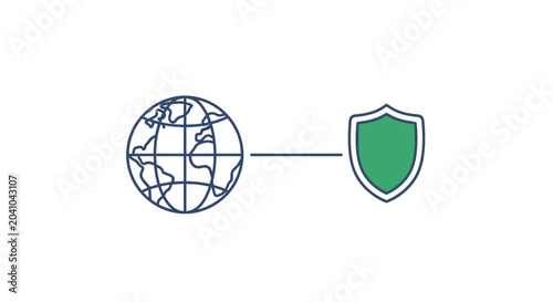 Fotografia Globe Connected to Green Shield.