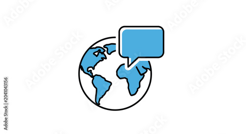 Photos Globe with speech bubble icon.
