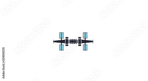 Bild auf Leinwand Drone with four blue propellers flying.