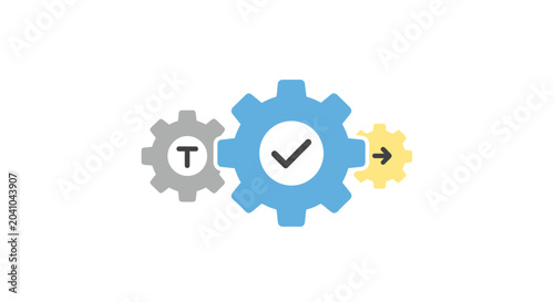 Foto Gear mechanism with check mark.