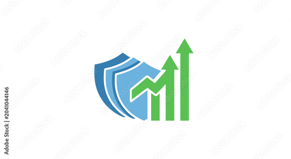 Foto Green arrows rising graph chart.