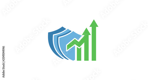 Bilde på lerret Green arrows rising graph chart.