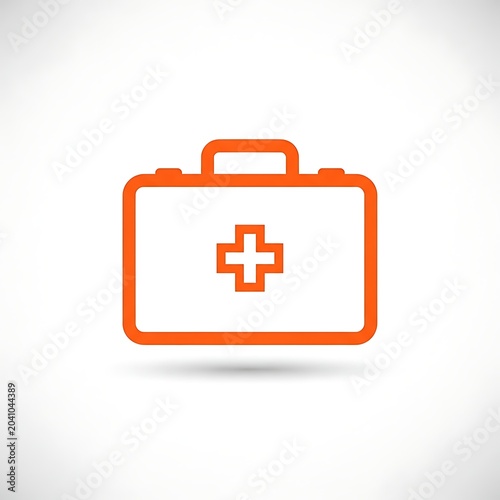Orange First Aid Kit Icon Centered on White Background
