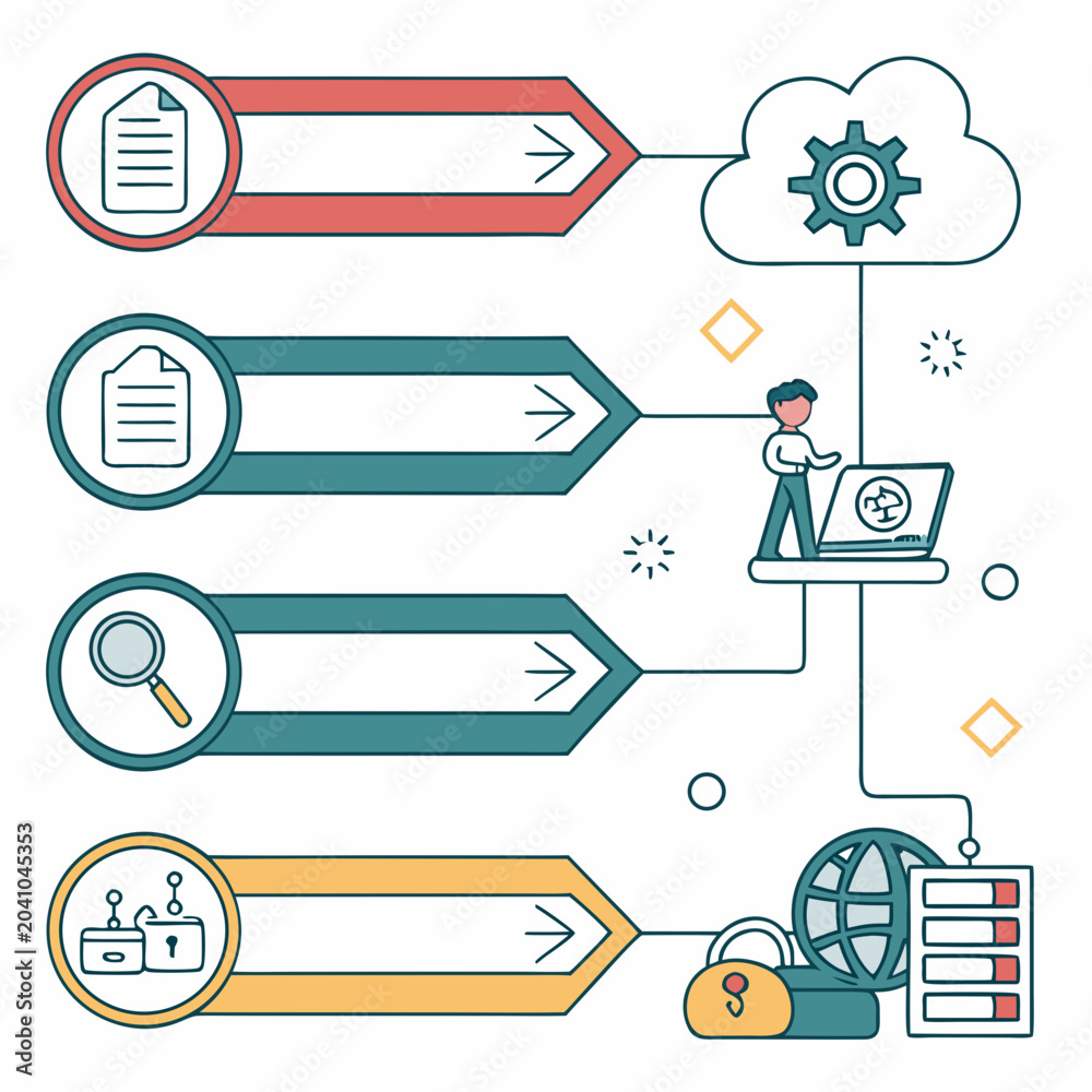 Fototapeta premium Cloud computing infrastructure management infographic process with computing, infographic