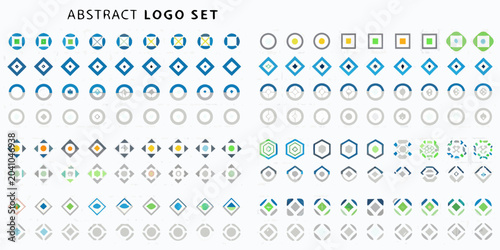 Fotografía Geometric logo set designs vector illustration with teal and gray color scheme
