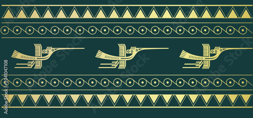 Photos Vietnamese Dong Son Bronze Drum Traditional Seamless Pattern