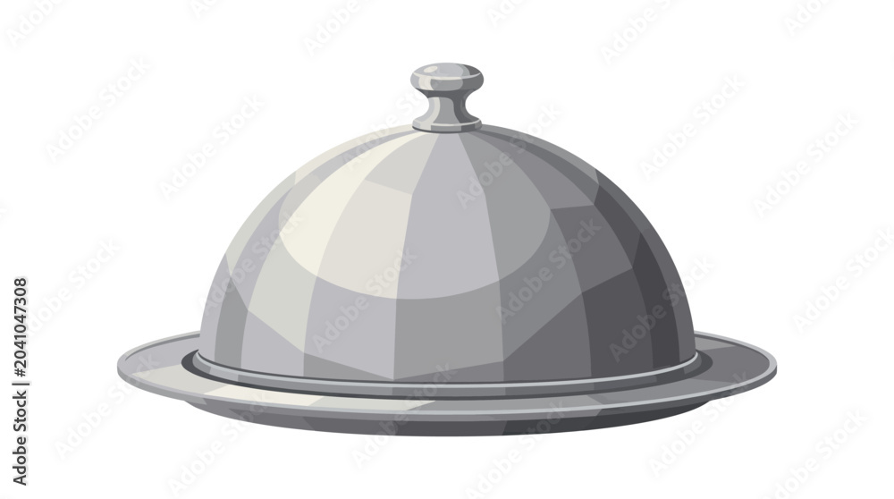 Fototapeta premium Silver cloche dish with lid on plate.