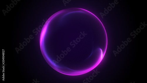 Canvastavla Neon Pink Liquid Energy Sphere with Glowing Plasma Contour, Soft Wave Ripple Def