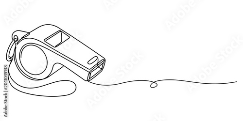 Canvas-taulu Continuous line drawing of a the referee's whistle symbolizes fair play and control of the game, line art vector illustration