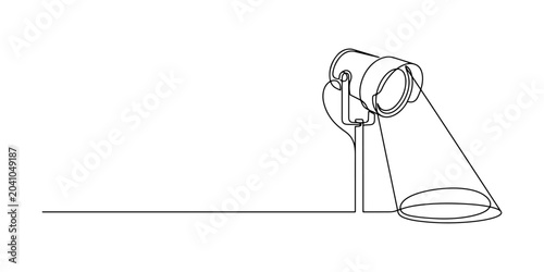 Continuous line drawing of a stadium spotlight symbolizing night matches and sporting events, line art vector illustration.