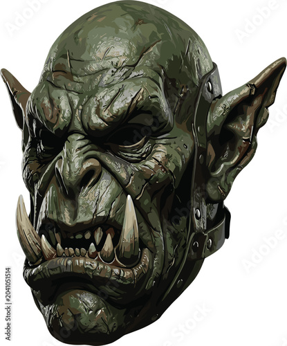 Fotografía Fearsome mythical ogre helmet mask graphic vector design, realistic dark fantasy