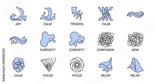 Fotografía Emotional Faces and Symbols Illustration.