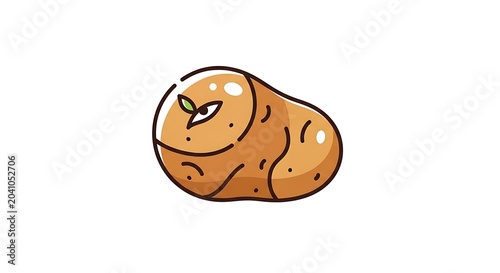 Cute Cartoon Potato Character Resting on White Background