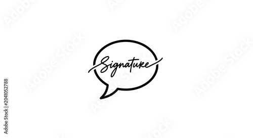 Photos Black speech bubble with signature.