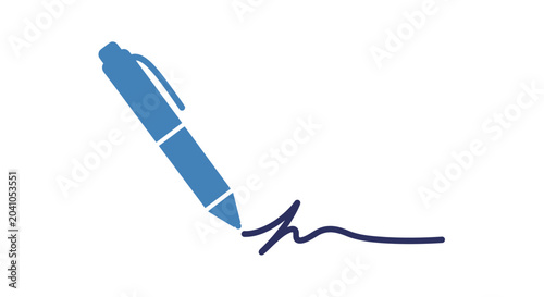 Fotografie Blue pen signing document with ink.