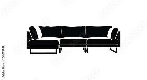 Bild auf Leinwand Sofa Silhouette Against White Background Modern Furniture Design