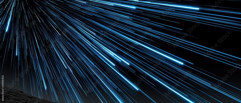 Obraz premium An abstract representation of dynamic blue light streaks radiating outward in a mesmerizing burst pattern, symbolizing energy, speed, and vibrancy in artistic photography.