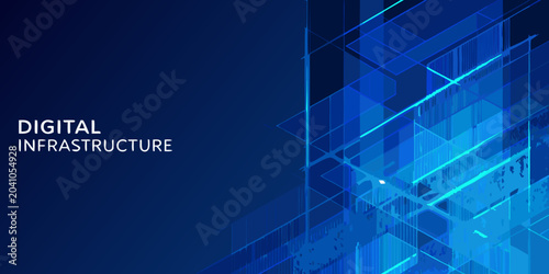 digital infrastructure abstract blue vector background technology network data connection grid pattern