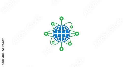 Slika na platnu Blue Globe with Green Connections.