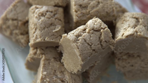 Sunflower seed halva. Oriental sweet dessert. Food closeup