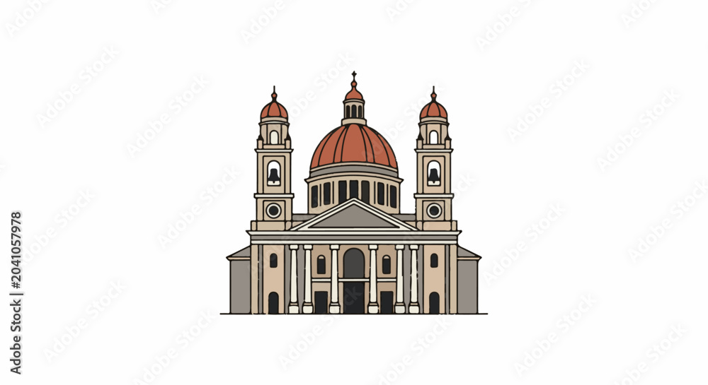 Obraz premium Ornate classical building with multiple domes and towers