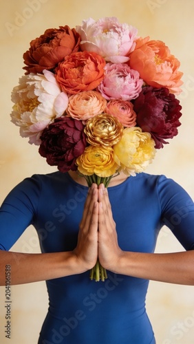 woman with bouquet of flowers