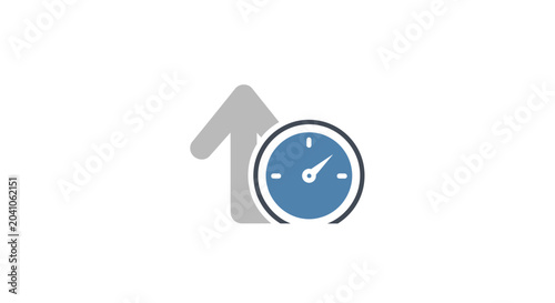 Foto Clock with rising arrow symbol.