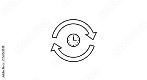 Tableau sur toile Circular clock with two arrows.