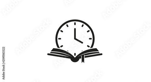 Clock on top of open book.