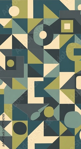 Geometric pattern with overlapping colored squares.
