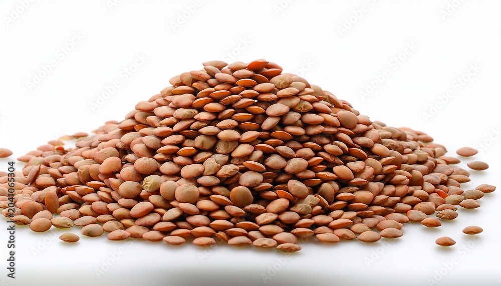Obraz premium Brown Lentils Piled On White Surface