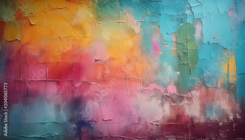 Artistic Expressionist Wall Background With Vibrant Pastel Colors Oldie Sweet Grunge Textured