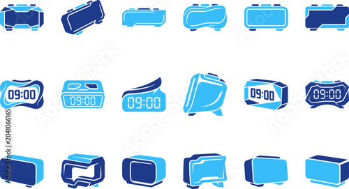 Canvastavla Various digital clock designs displaying time with modern and futuristic aesthetics for technology concepts