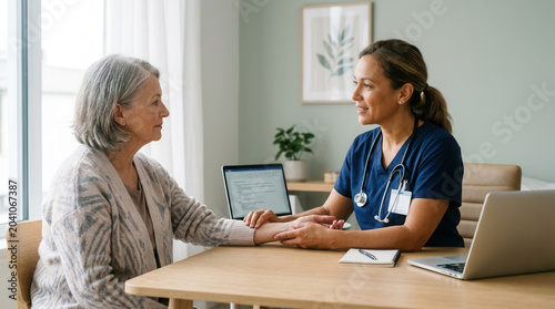Compassionate Healthcare Provider In Consultation With Older Adult Senior Patient