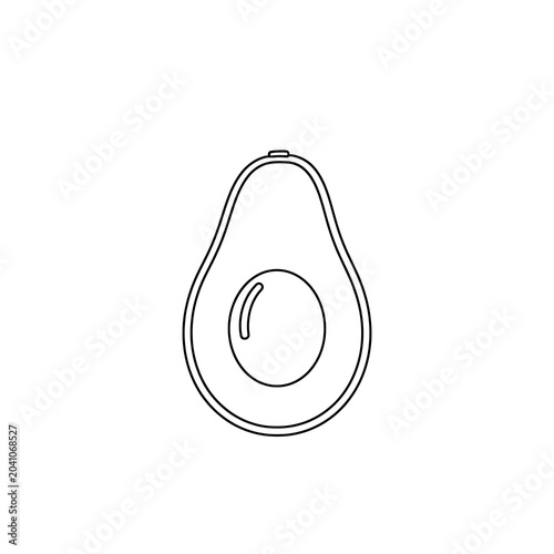 Minimal Black Avocado Line Art Isolated on White Background