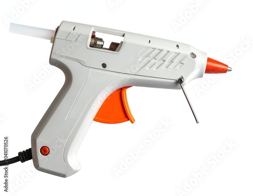 White Hot Glue Gun with Orange Trigger and Nozzle.